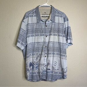 Tommy Bahama Relax Lyocell Blend Blue Button Down Shirt Aztec Tropical Print XXL